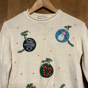 Christmas Kids Sweater - Cream with Festive Patches